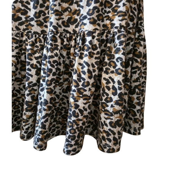 CHELSEA AND VIOLET Leopard Linen Blend Dress Flutter Sleeve Drop Waist Medium‎ - Picture 5 of 15